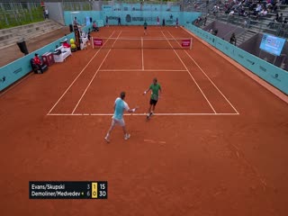 《2021ATP马德里大师赛 》第2021-05-03期2021ATP马德里站男双第1轮 埃文斯组合vs迪莫林勒组合 英文录播